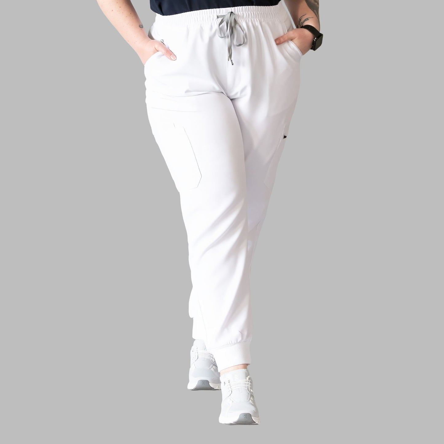 Hera FlexComfort - hoch-geschnittene Jogger Kasack Hosen - Weiß