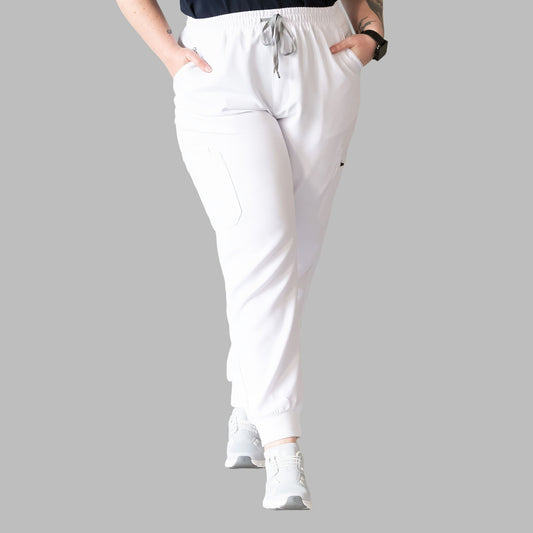 Hera FlexComfort - hoch-geschnittene Jogger Kasack Hosen - Weiß